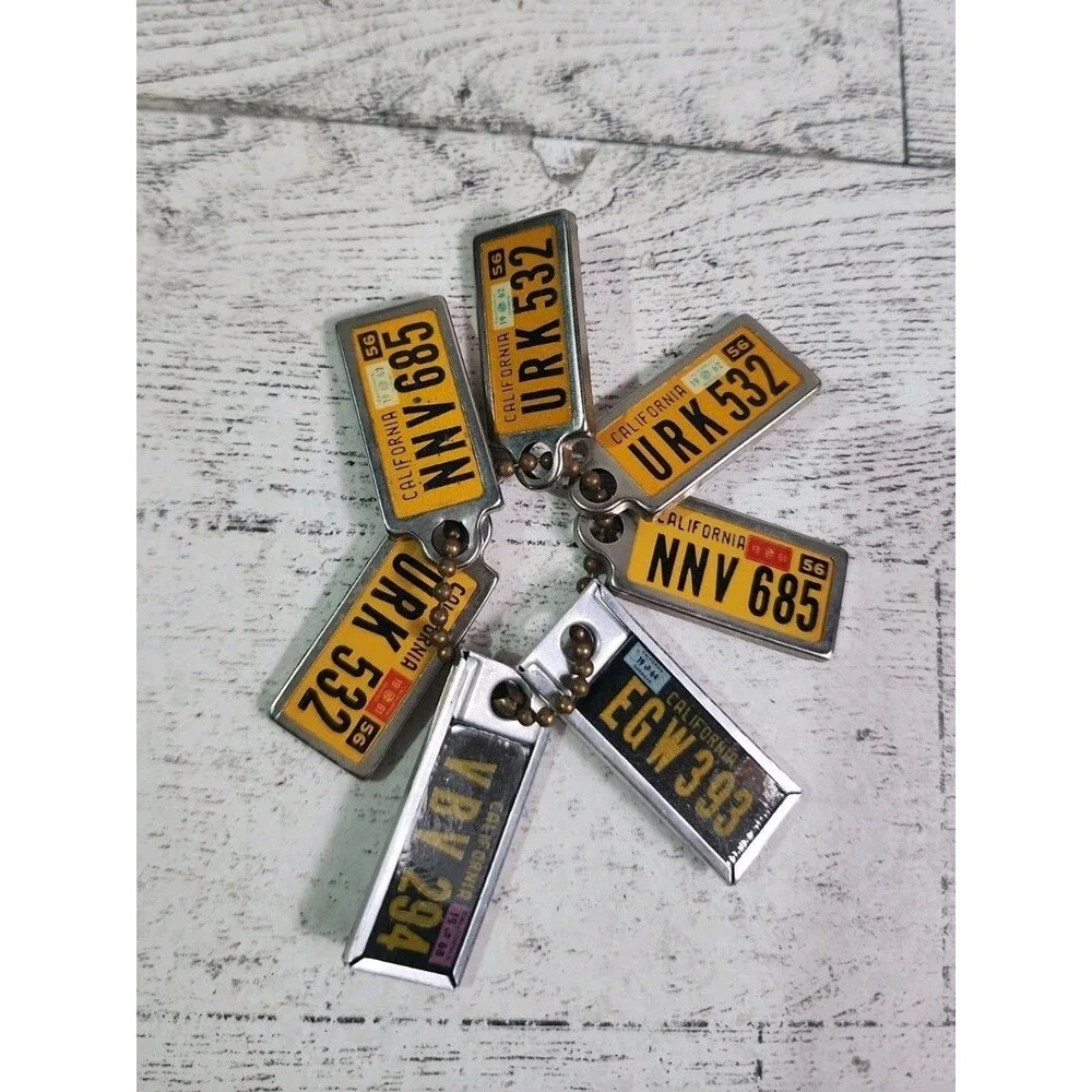 Vintage DAV TAGS Mini License Plate Key Chain LOT OF 7 California 1950-1960s